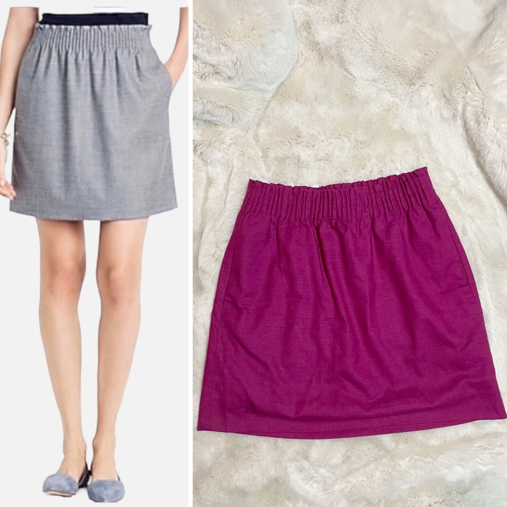 J. Crew Wool Blend Sidewalk Skirt in Magenta